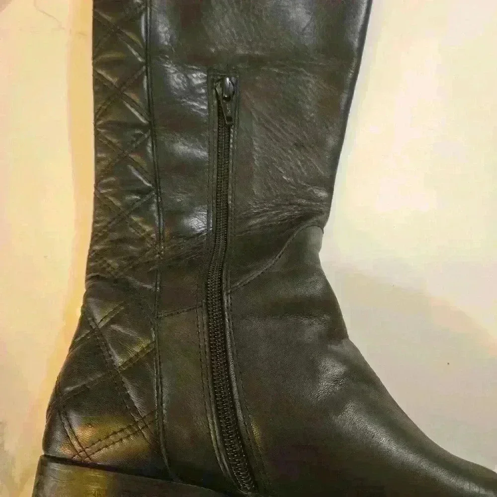 Stelle Monelle Womens Tall Leather Riding Boots Made in Italy Black Size 39